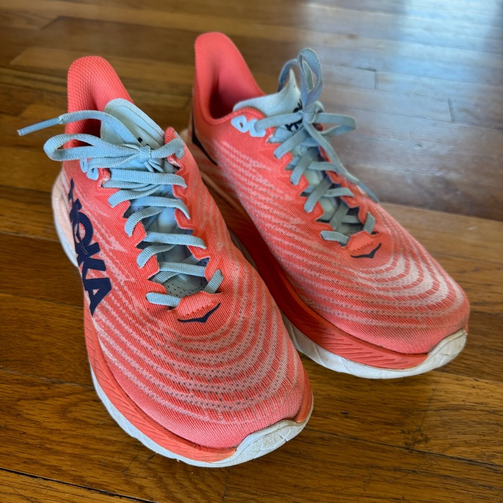 Hoka Women's Coral and Gray Athletic Shoes